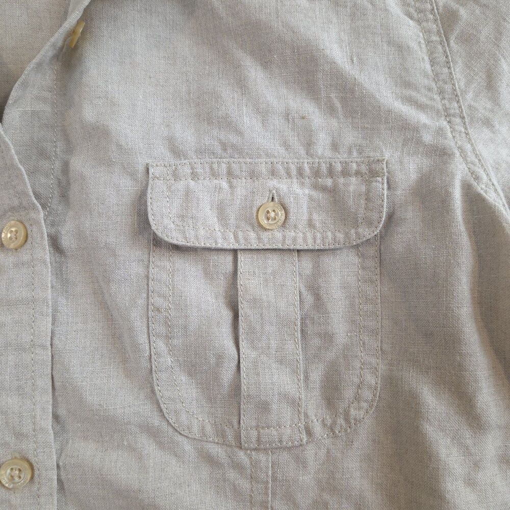 Eddie Bauer Womens Linen Shortsleeve Button Down Shirt Beige S Safari Gorp - Picture 3 of 10